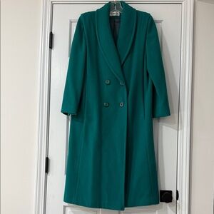 Herman Kay Elegant Teal Double-Breasted Coat in size S